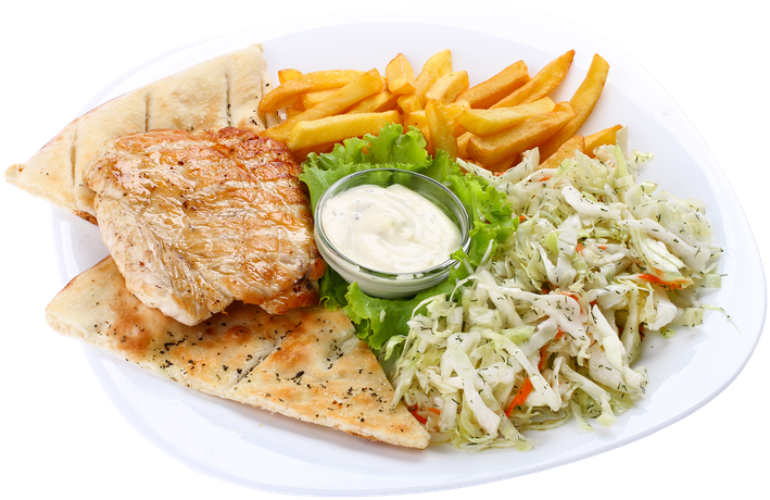 Grilled Chicken - Fish And Chips (800x533), Png Download