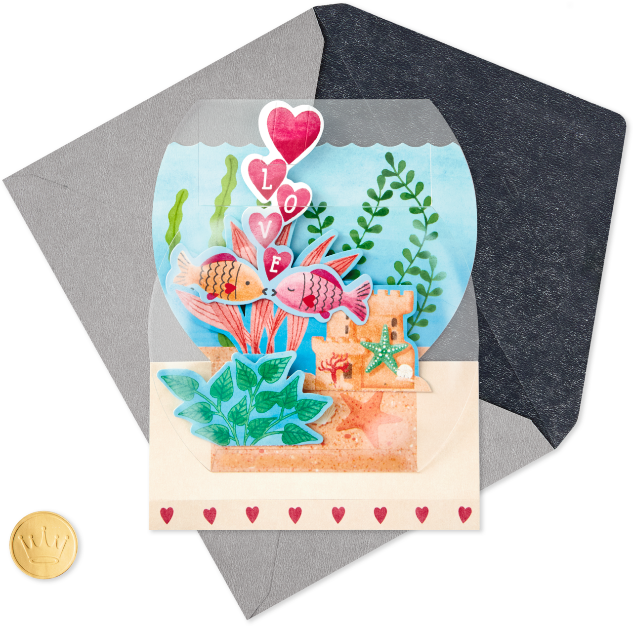 Lucky In Love Fishbowl Pop Up Anniversary Card (1470x1470), Png Download
