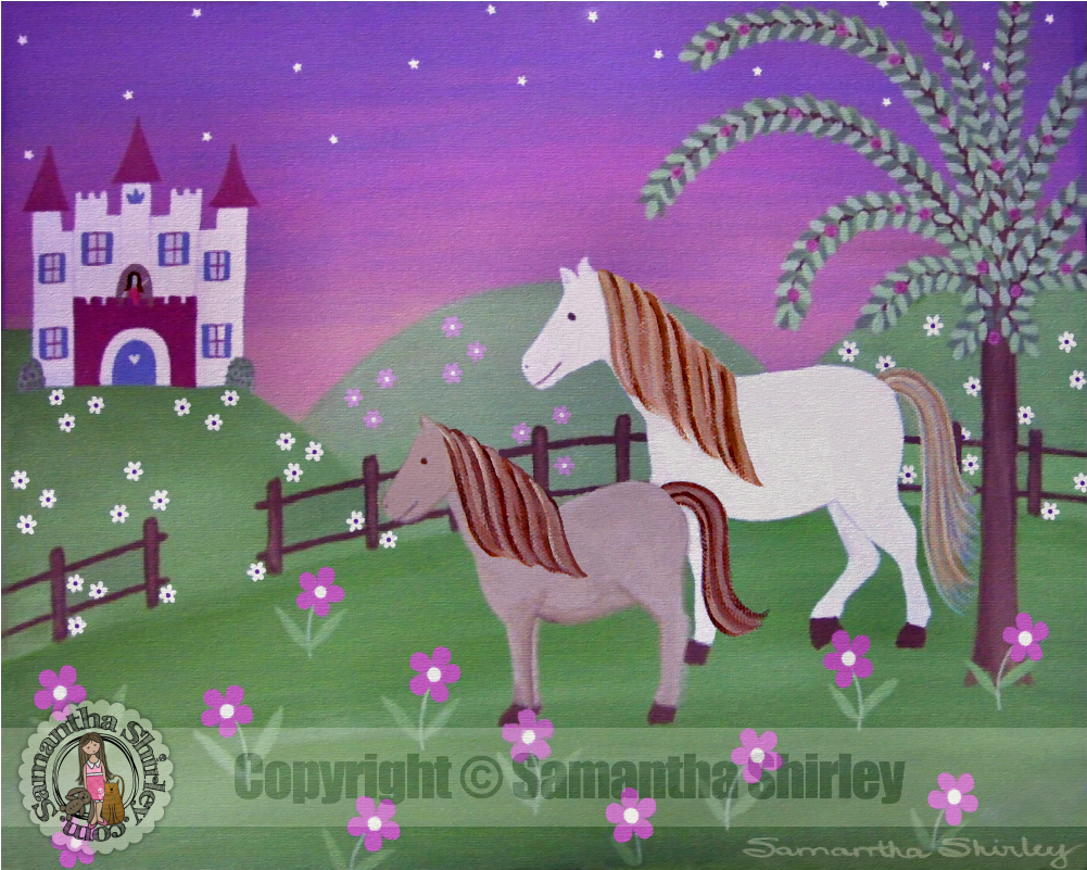 Royal Pastures Princess Castle Horses Girls Kids Wall - Child (1000x1000), Png Download