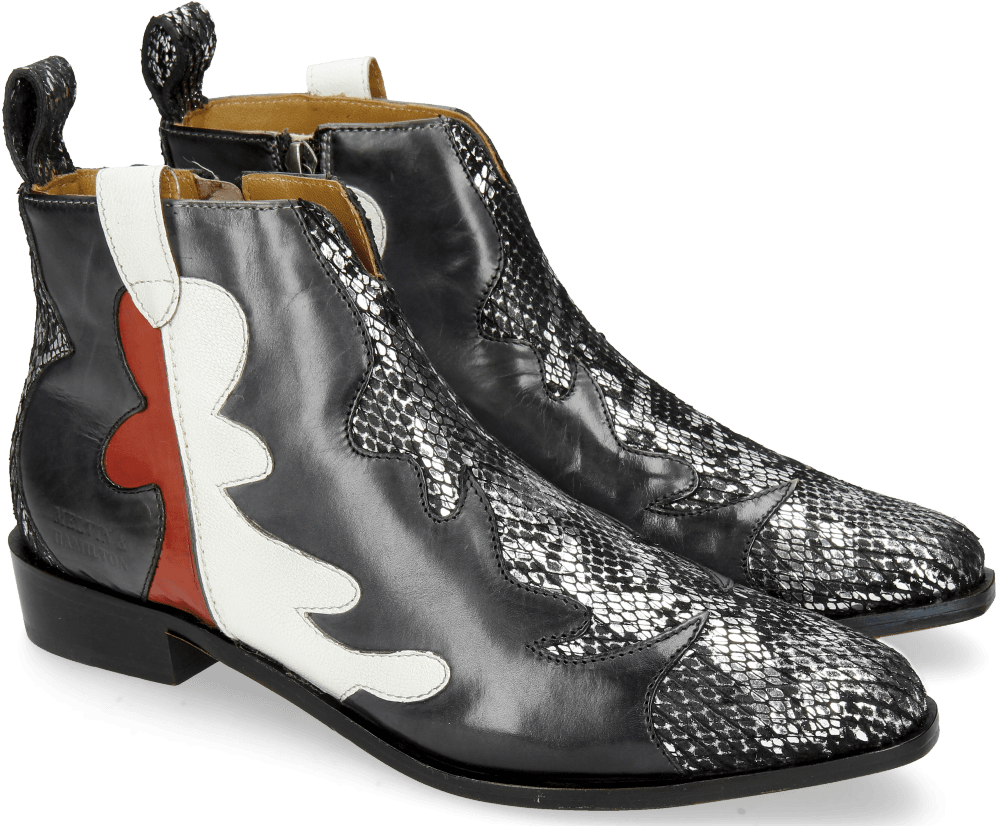 Ankle Boots Marlin 7 Snake Silver Black London Fog - Chelsea Boot (1024x1024), Png Download