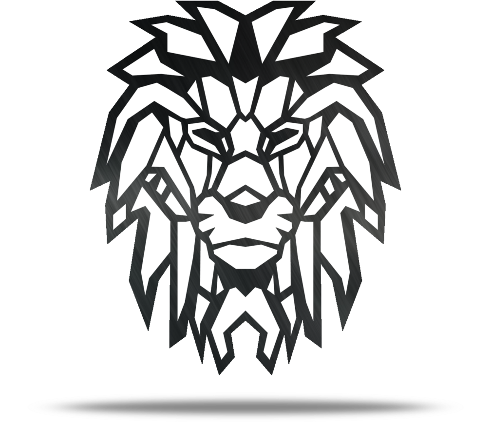 Geometric Lion Metal Wall Art - Wood (1024x1024), Png Download