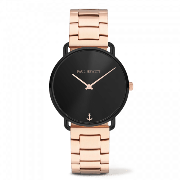 Black And Rose Gold Watch (600x600), Png Download