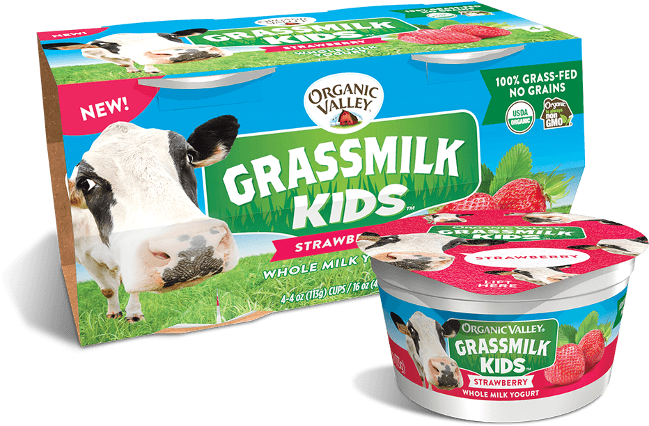 Strawberry Grassmilk Kids Yogurt Cup, - Organic Valley Kids Yogurt (949x935), Png Download