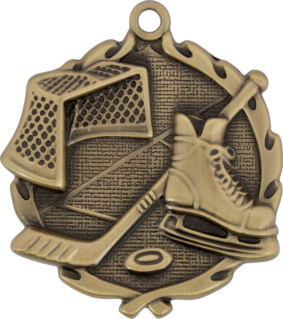 Hockey Wreath Medal, 1 3/4" In Gold - Running Shoe (961x1085), Png Download