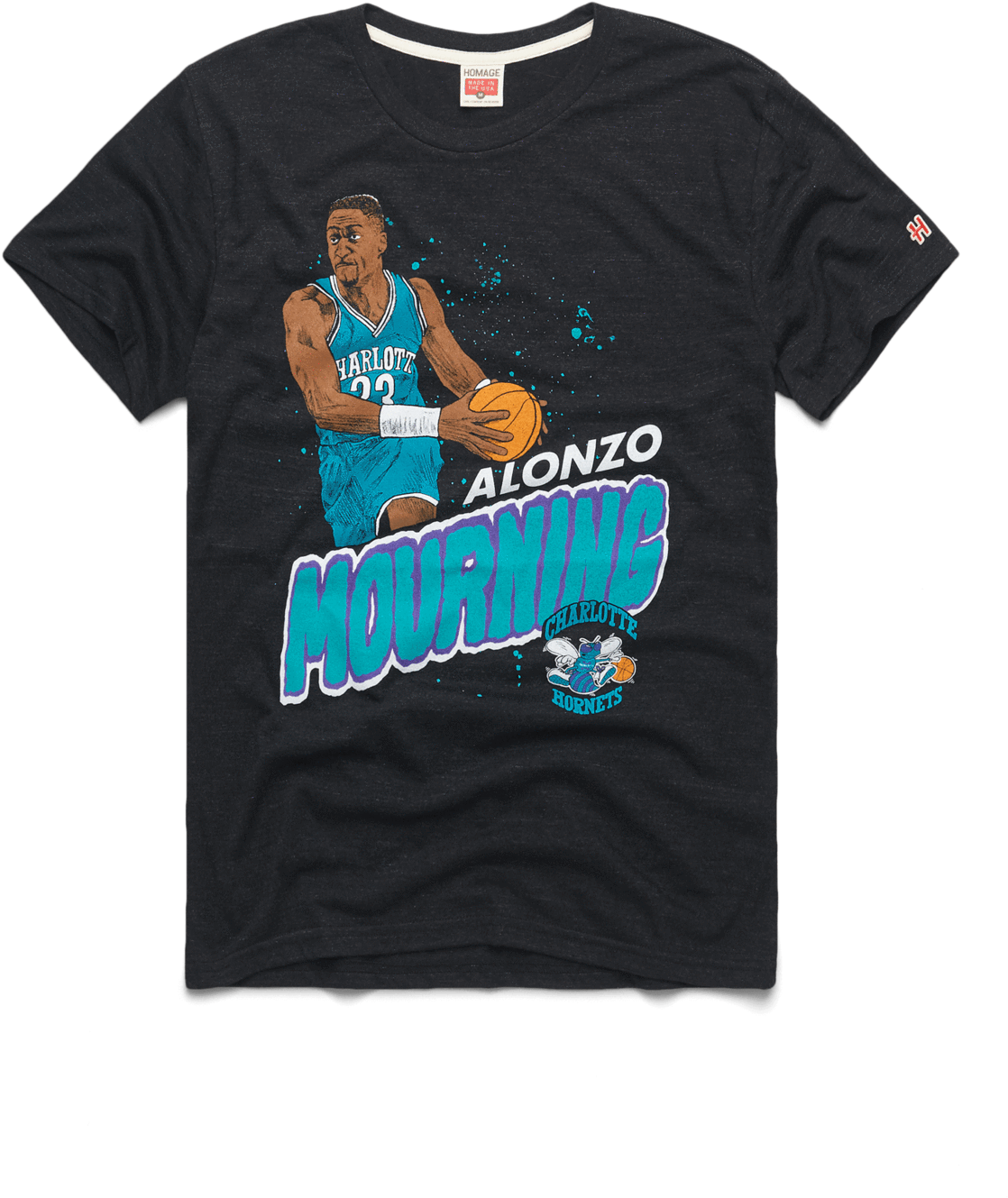 Hornets Alonzo Mourning In The Paint Retro Charlotte - Longboard (1600x1600), Png Download