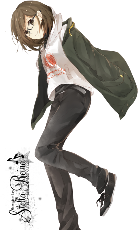 Short Brown Haired Anime Girl (500x785), Png Download