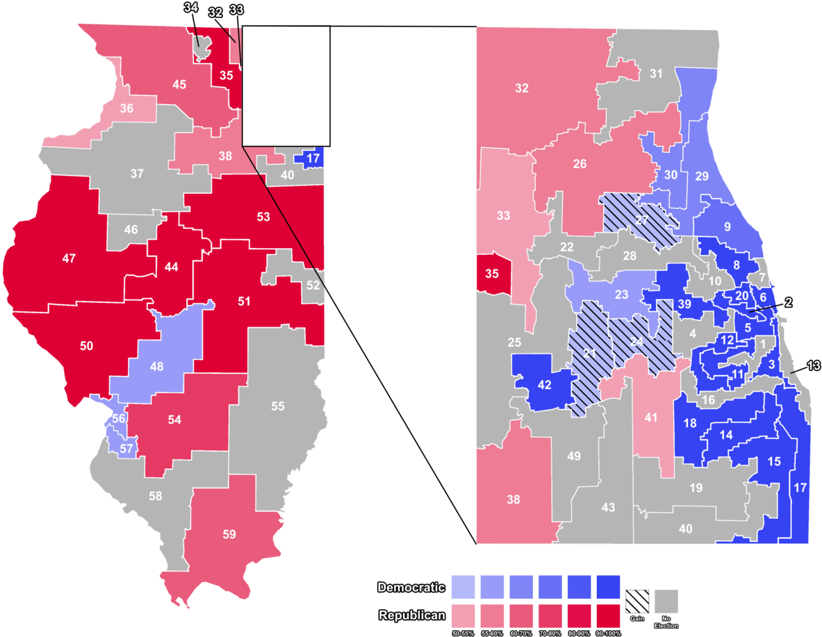 2018 Illinois Senate Election - Map (1200x927), Png Download