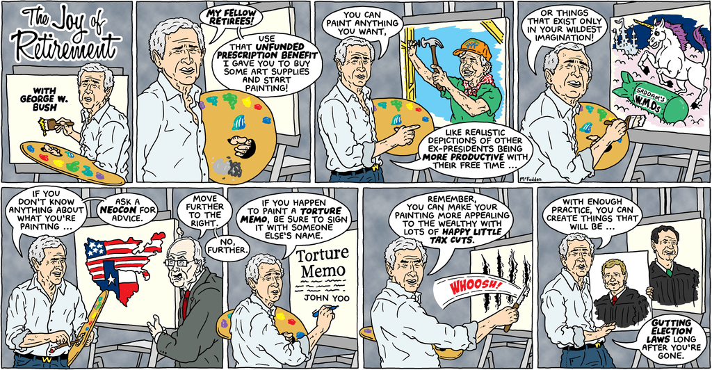The Joy Of Retirement-george W - Comics (1024x532), Png Download