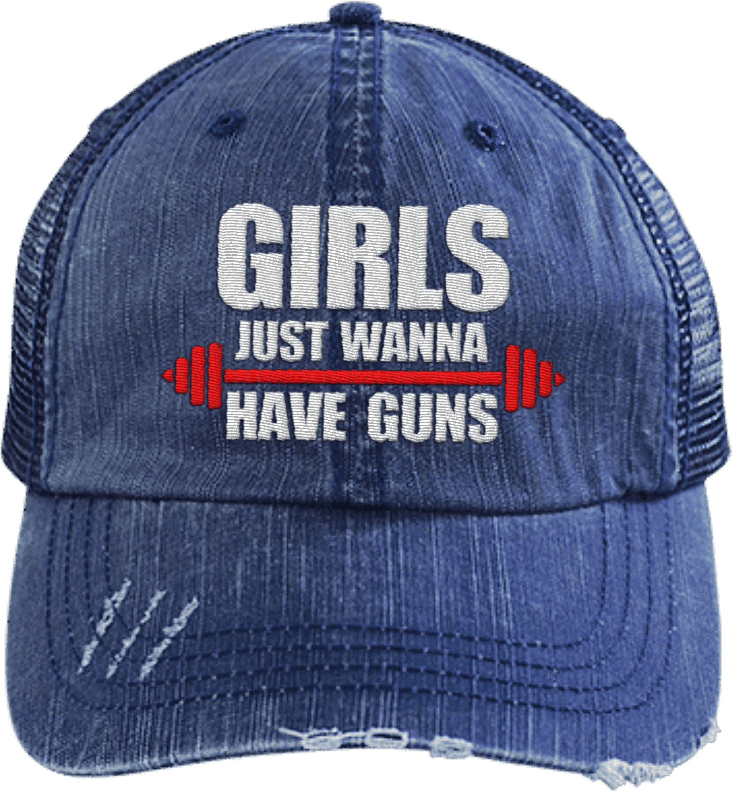 Girls Just Wanna Have Guns Distressed Trucker Cap I - Baseball Cap (1600x1600), Png Download