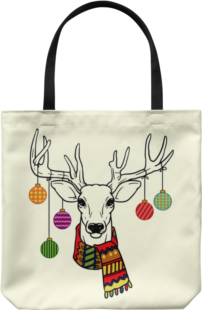 Christmas Ornaments Deer Tote Reusable Grocery Bag, - Tote Bag (1024x1024), Png Download