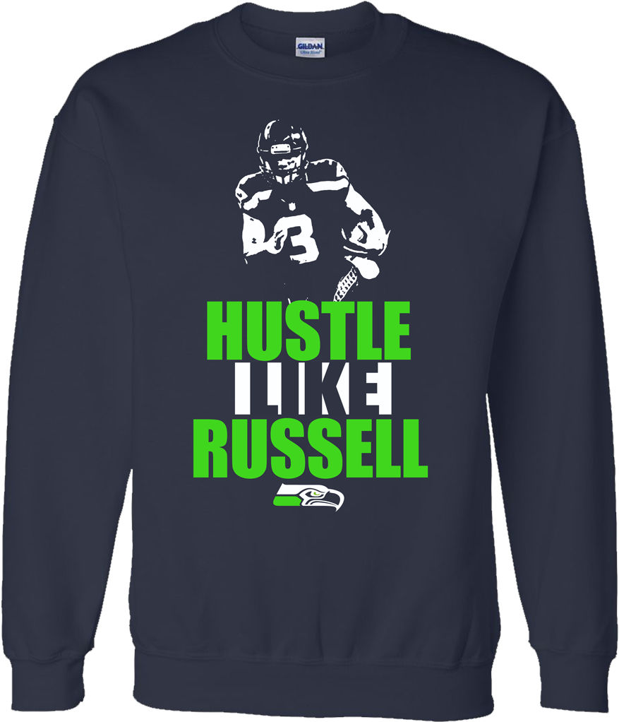 Hustle Like Russell Seahawks - Lit Christmas Sweater (900x1065), Png Download
