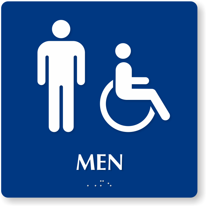 Men And Handicap Pictogram Braille Restroom Sign - All Gender Washroom Sign (800x800), Png Download