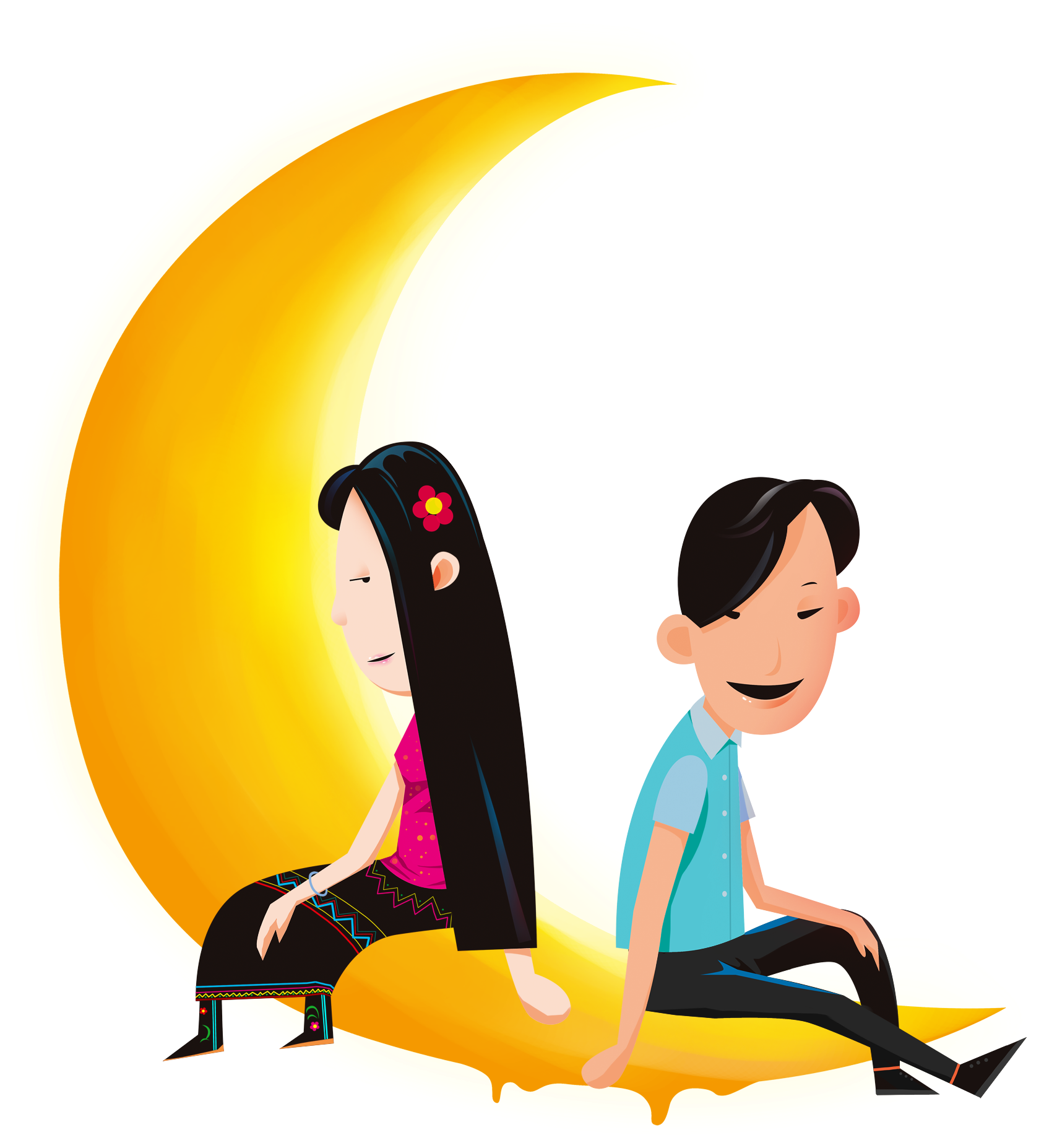 Cartoon Creative Decorative Design Moon Png And Psd - Illustration (2000x2000), Png Download