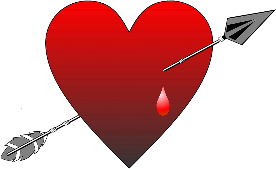 Red Heart With Arrow And Blood Drop - Heart (1122x1089), Png Download