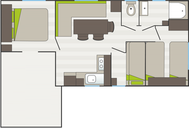 Plan Du Mobil Home Pop Art - Floor Plan (800x541), Png Download