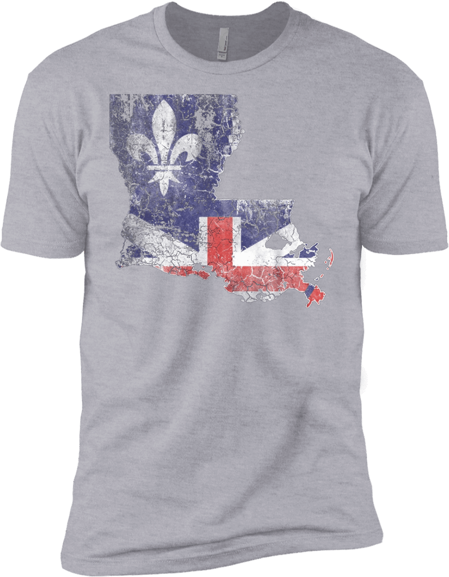 Vintage Baton Rouge Flag Louisiana Outline T-shirt - Shirt (1155x1155), Png Download