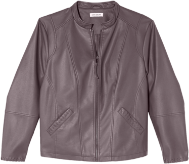 Tiber Faux Leather Jacket With Whip Stitch - Leather Jacket (501x668), Png Download