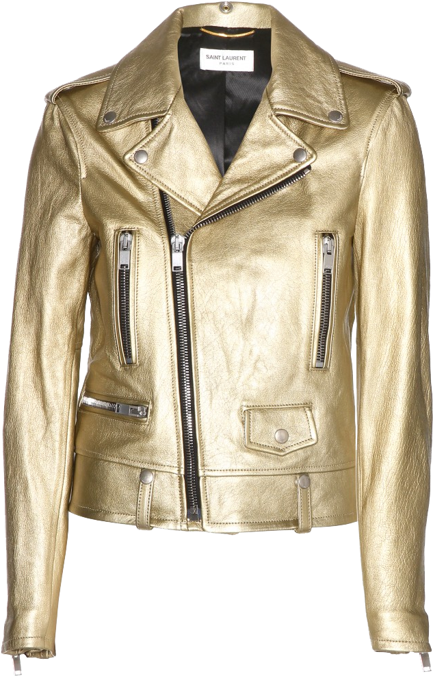 Gold Leather Jacket - Gold Leather Biker Jacket (1000x1000), Png Download