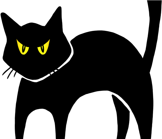 Black Cat Clipart Angry - Black Cat Drawing Halloween (640x480), Png Download