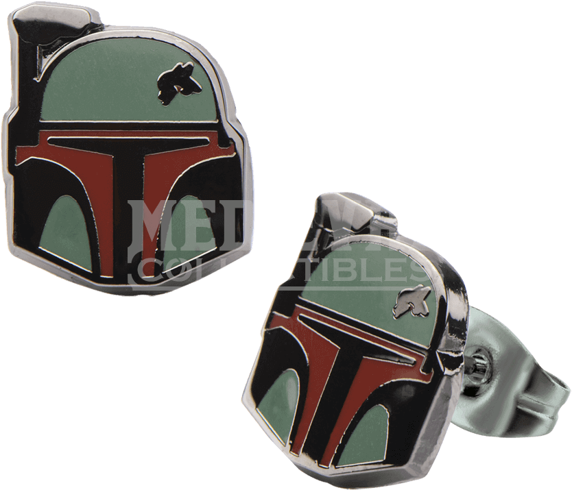 Star Wars Boba Fett Enamel Stud Earrings - Boba Fett (850x850), Png Download