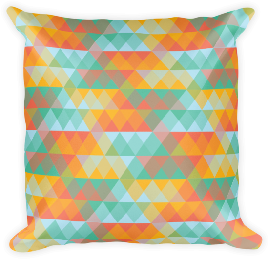 Multi Colored Abstract Triangle Geometric Pattern Square - Cushion (600x600), Png Download
