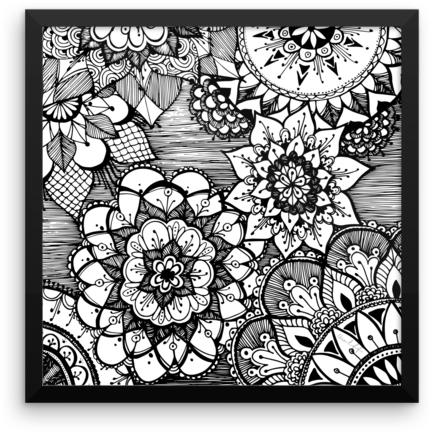 Framed Poster Flower Pattern - Mandala Flowers (600x600), Png Download