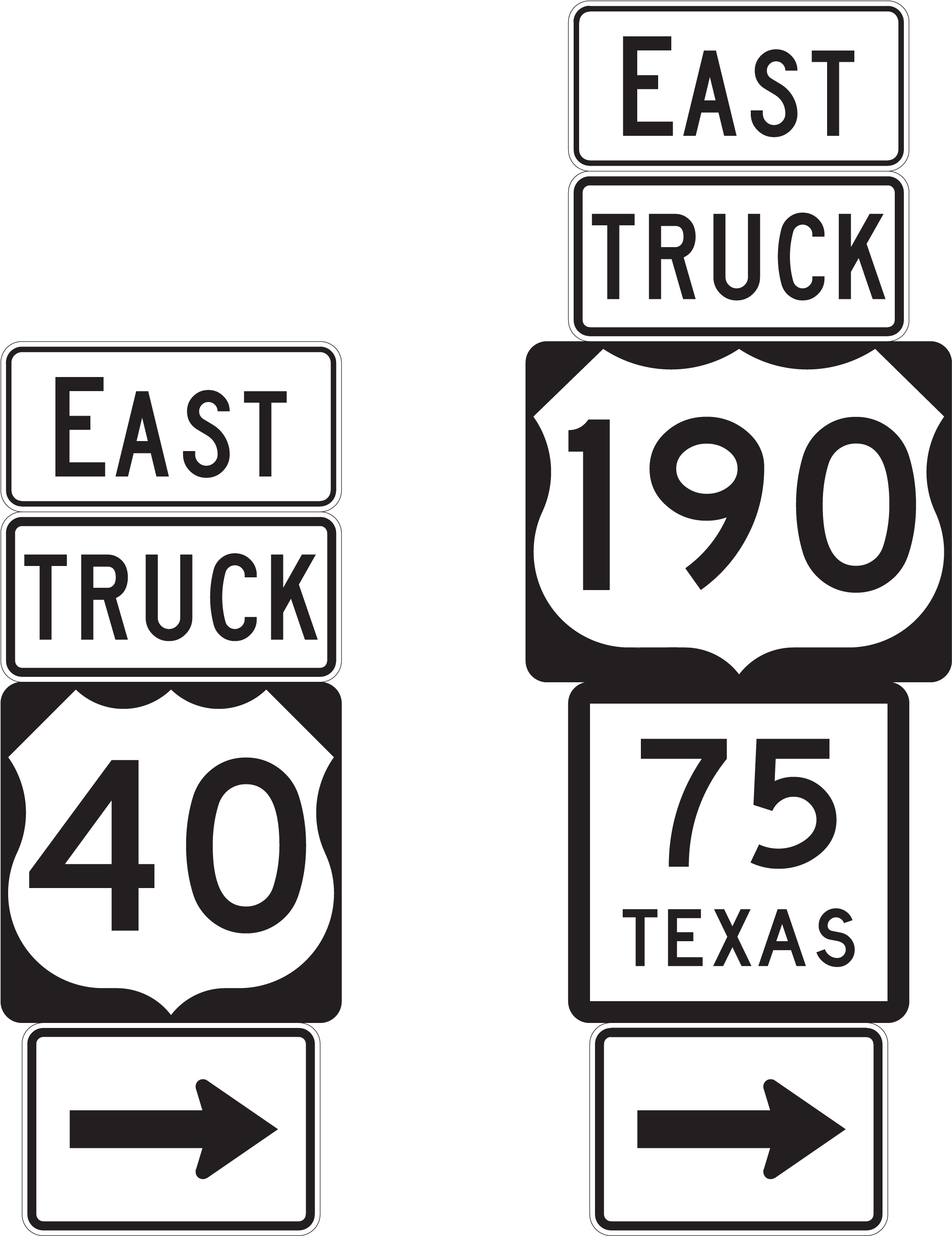 Small Advance Truck Route Sign Assembly - Texas (2208x2778), Png Download