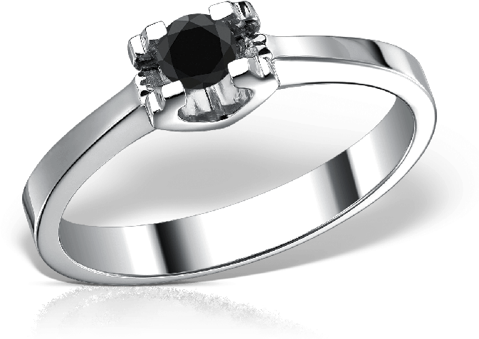 Rose Engagement Ring With Black Diamond Of - Pre-engagement Ring (700x700), Png Download