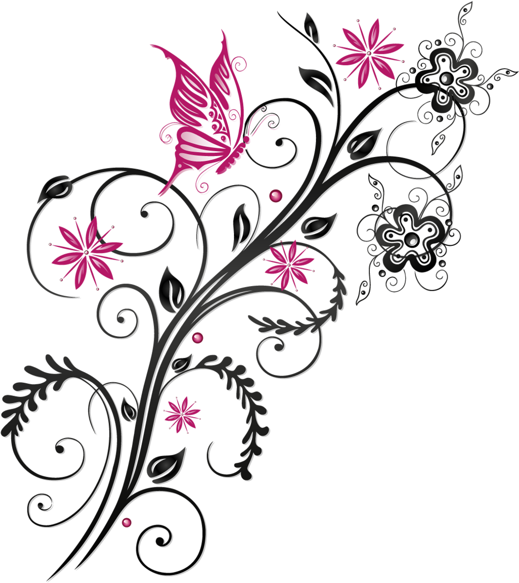 Butterfly Floral Flower Ornament Download Hq Png Clipart - Flowers And Butterflies Vector (1187x1280), Png Download
