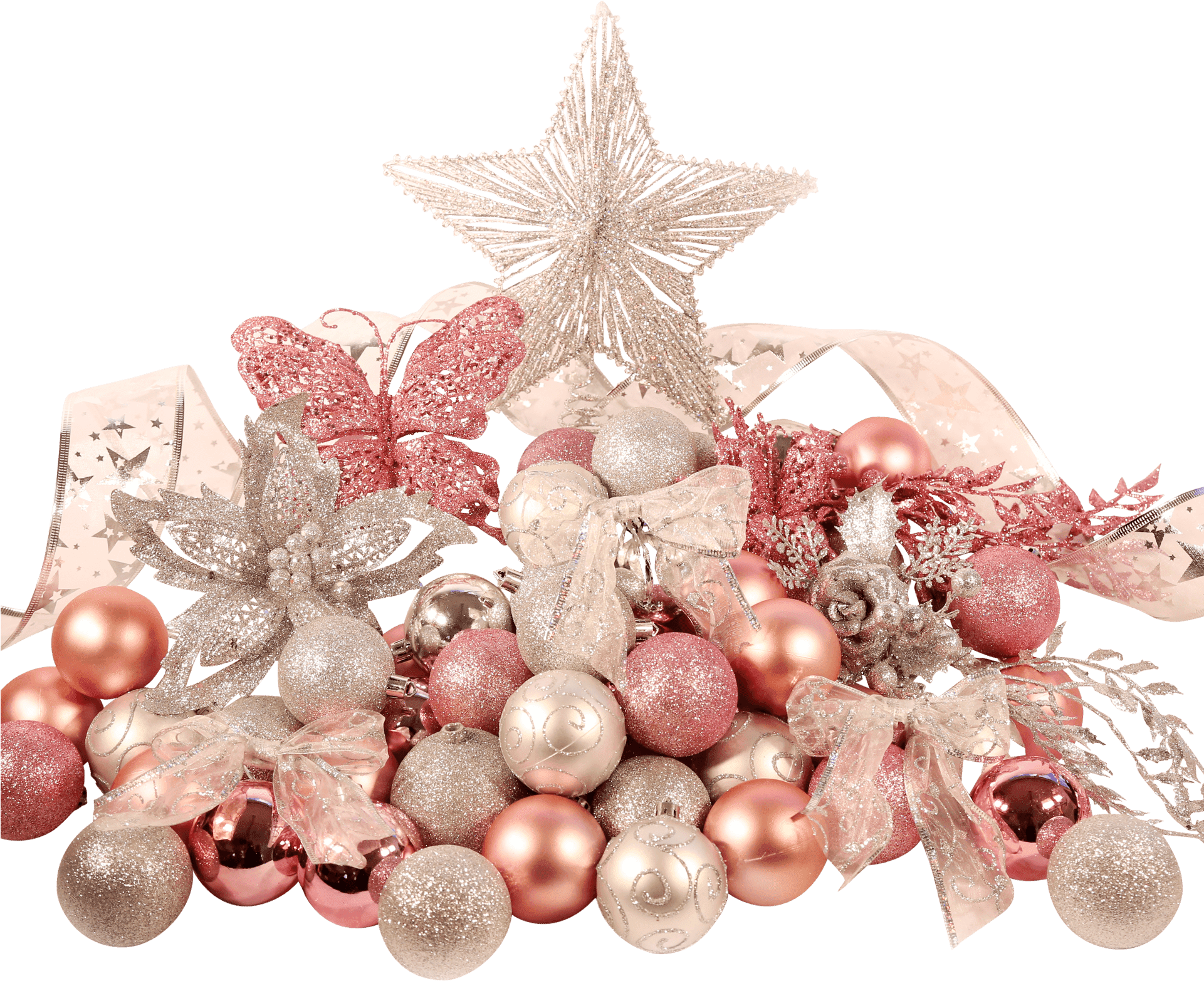 3ft Festive Christmas Tree Decoration Set In Pink And - Christmas Decoration In Pink And Silver (1920x1740), Png Download