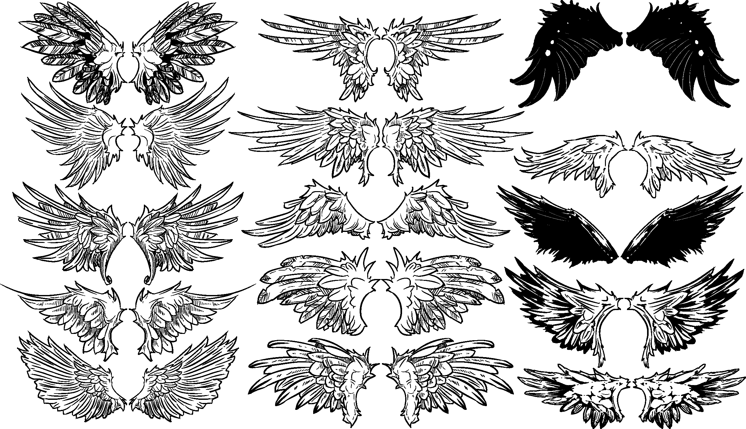 Vintage Wings Vector Set - Wings Up Reference (2375x1367), Png Download