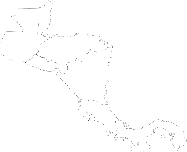 Central, America, Map, Cartography, Caribbean, Panama - Mapa America Del Central Blanco Y Negro (640x520), Png Download