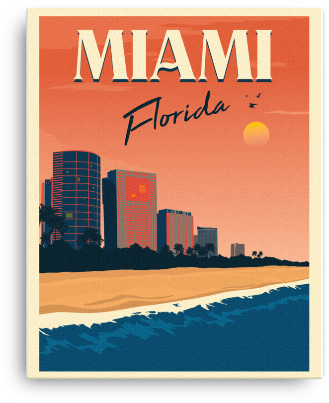 Miami Travel Poster (1000x1000), Png Download
