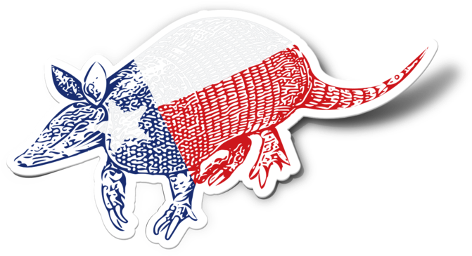 Armadillo Texas Flag Sticker (1000x1000), Png Download