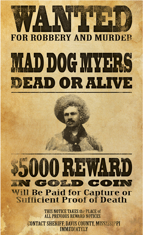 1880's-era Wanted Poster - Authentic Wanted Poster (1422x800), Png Download
