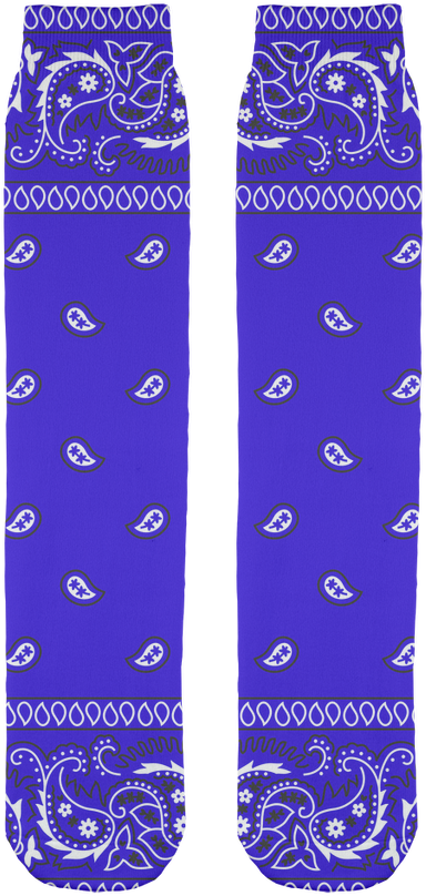 Royal Blue Bandana Print Socks, Unisex, Blue, - Ski (1024x1024), Png Download