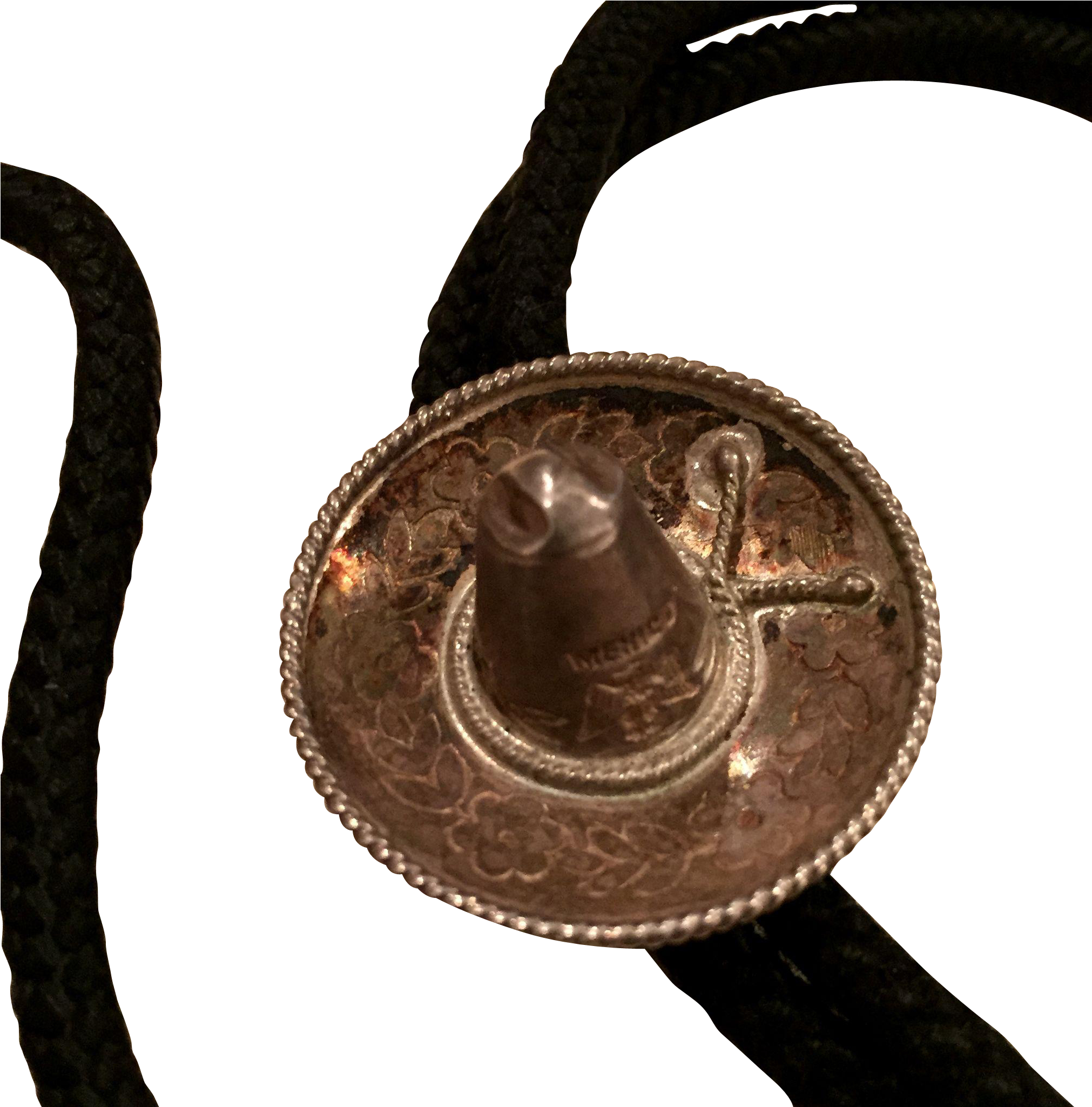 Mexican 925 Sterling Silver Sombrero Bolo Tie Fifties - Antique (2048x2048), Png Download