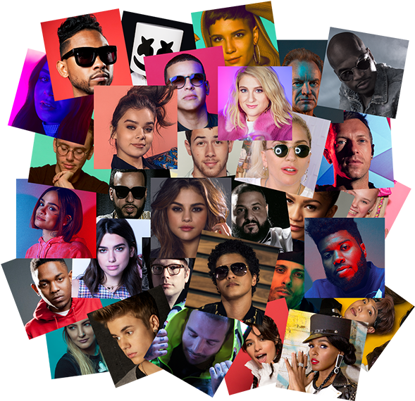 Collage Of Pop Artists 2018 (611x609), Png Download