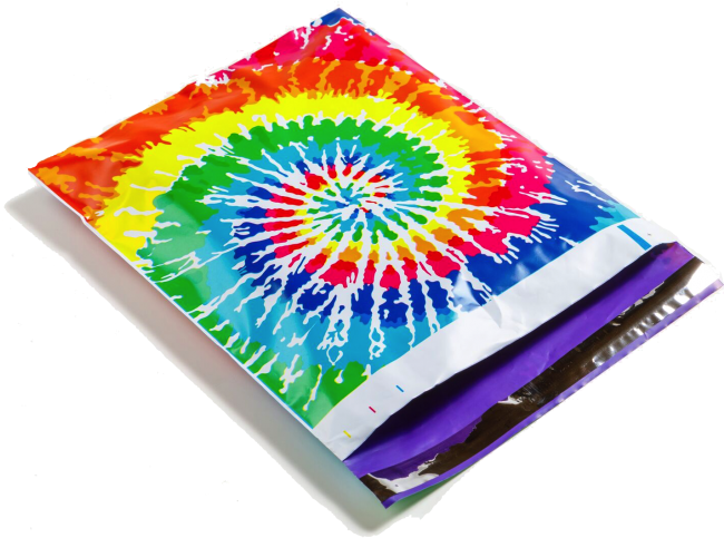 Designer Mailers Tie Dye Poly Mailers - Dog Tag Art Tie Dye Rainbow Pet Id Tag (649x489), Png Download