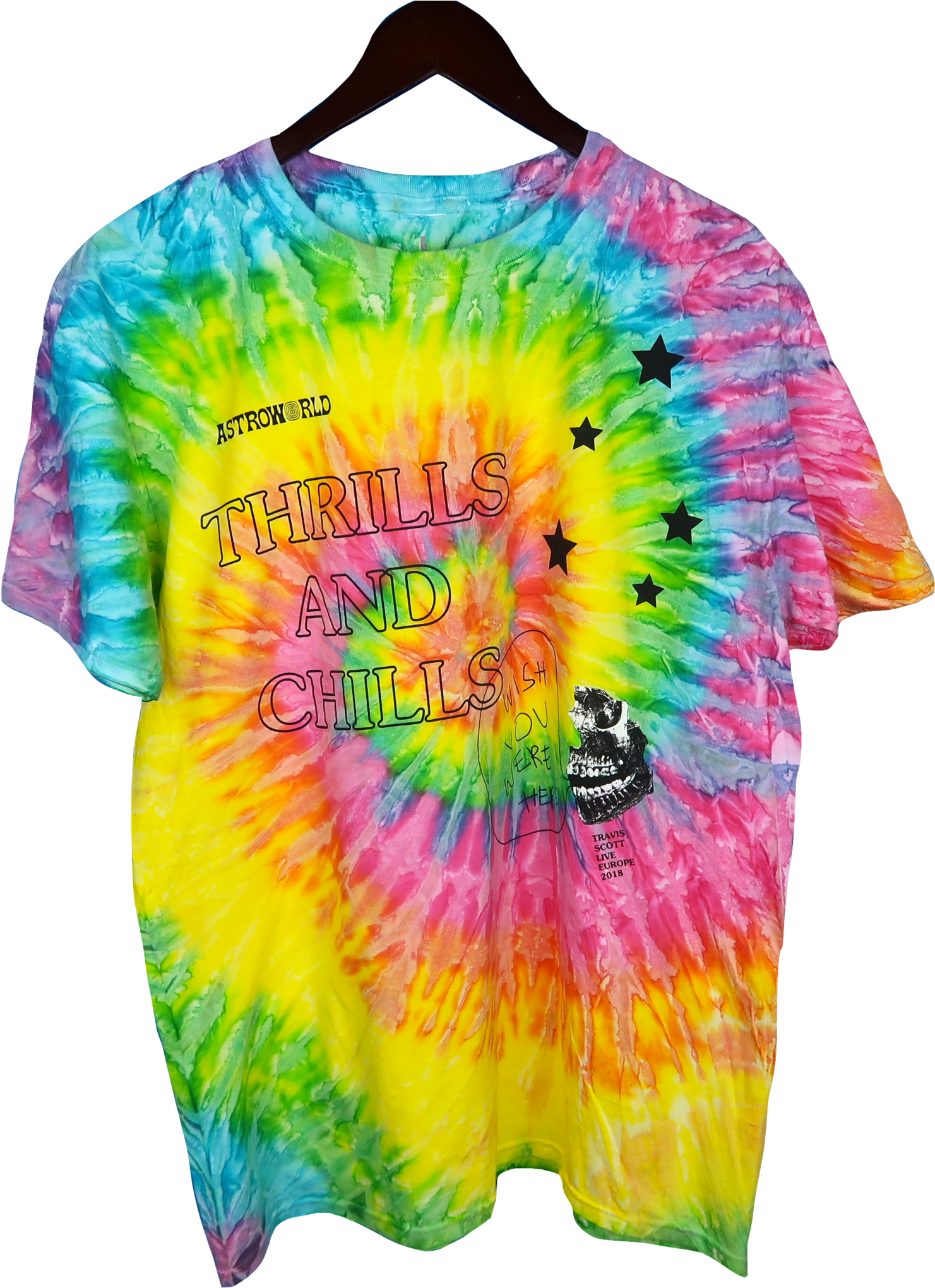 Travis Scott Europe 18' Tie Dye T-shirt - Astroworld Tie Dye Shirt (1501x2048), Png Download