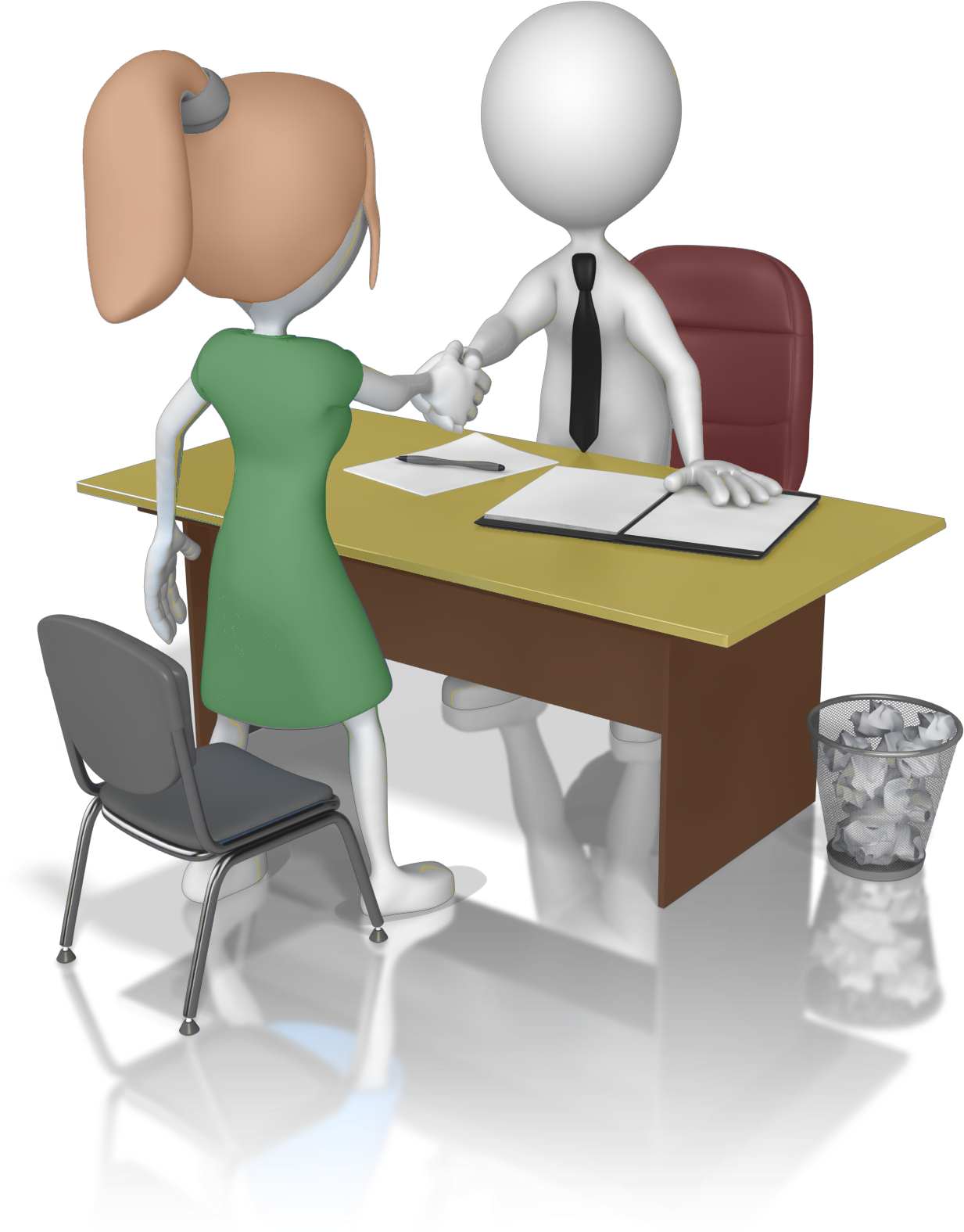 Woman Apply Interview Hand Shake Color - Staff Interview (1600x1600), Png Download