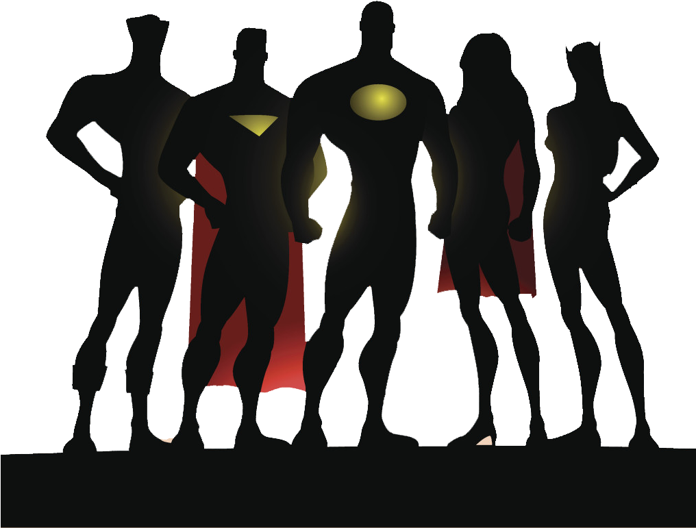 Superhero Team Silhouette (1015x782), Png Download