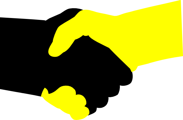 Yellow Hand Shake Clip Art - Handshake Clipart (600x393), Png Download