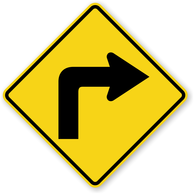 Right Turn - Right Turn Traffic Sign (800x800), Png Download