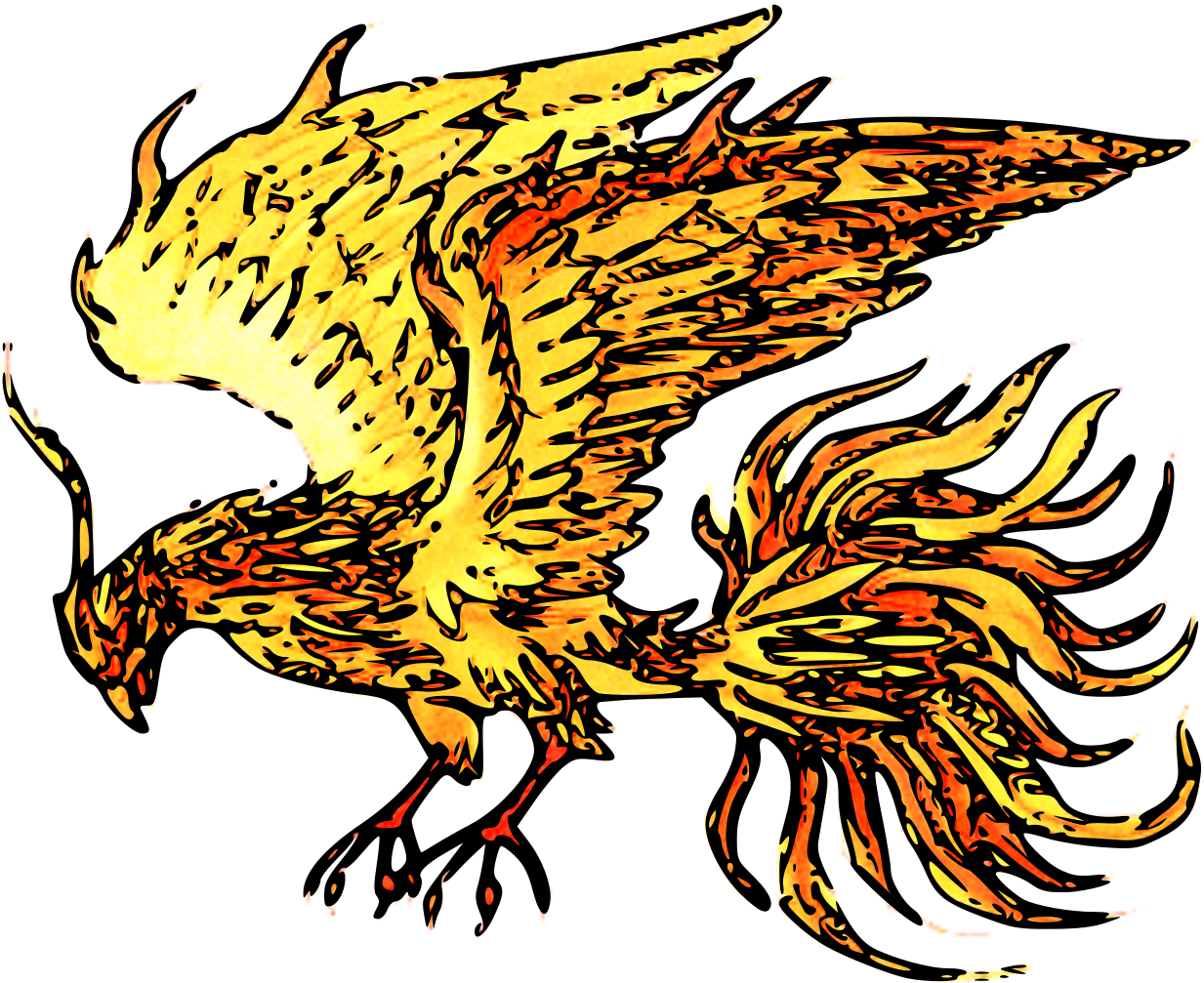File - Burning Phoenix - Looking Left - Svg - Buzzard (1268x1024), Png Download