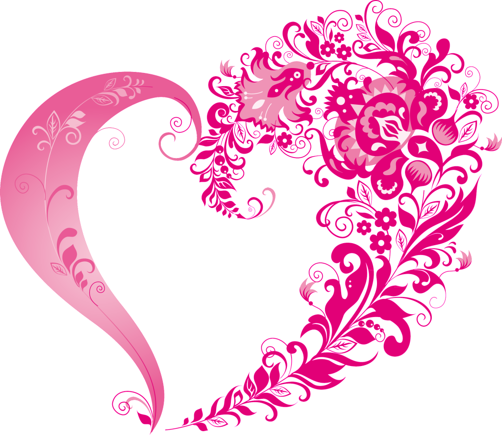 This Page Contains All About Wedding Heart Png - Pink Heart With Flowers Png (1024x889), Png Download
