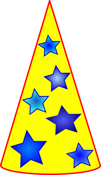 Blue Stars On Yellow Thinking Hat Svg Clip Arts 348 (348x600), Png Download
