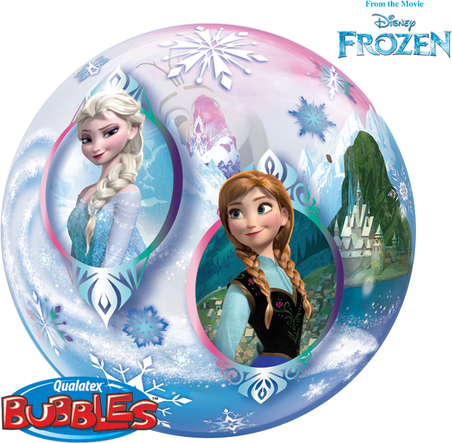 Frozen Bubble Balloon Anna & Elsa - 22" Frozen Bubble Balloons - Mylar Balloons Foil (703x699), Png Download