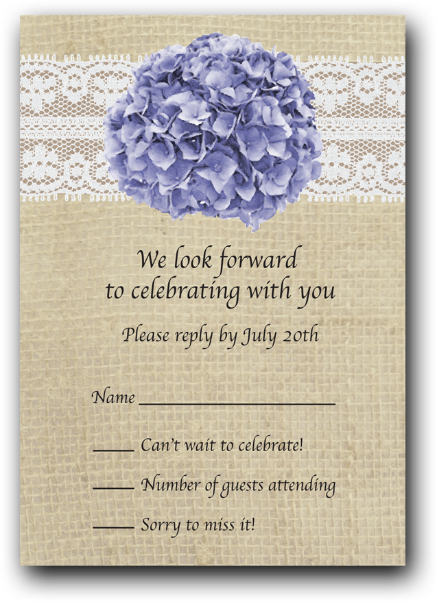 Burlap, Lace & Hydrangea Invitation - Dot & Bo, Inc. (1000x1000), Png Download