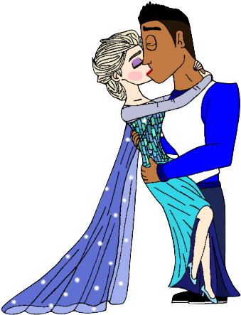 Kissing Clipart True Love - Elsa And Fire King (408x465), Png Download